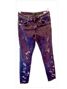Alien 51 Distressed Jeans Mens 29x31 Black Paint Splatter Punk Grunge Streetwear